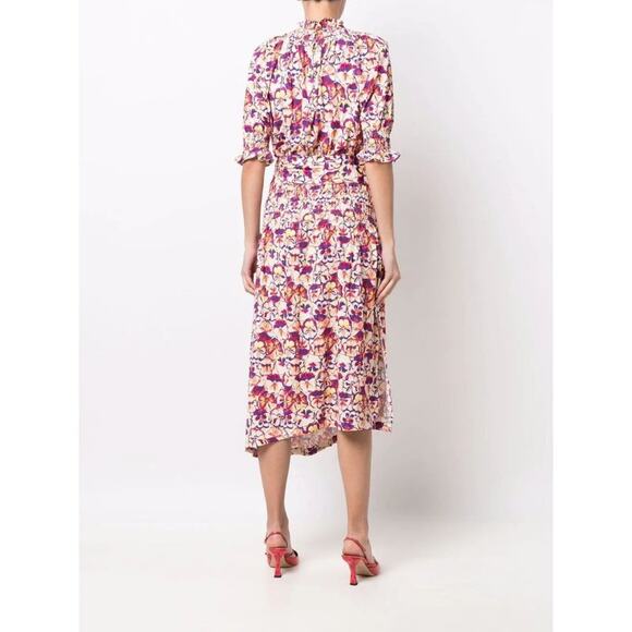 Paco Rabanne Belted Smocked Floral Midi Dress - Picture 5 of 15